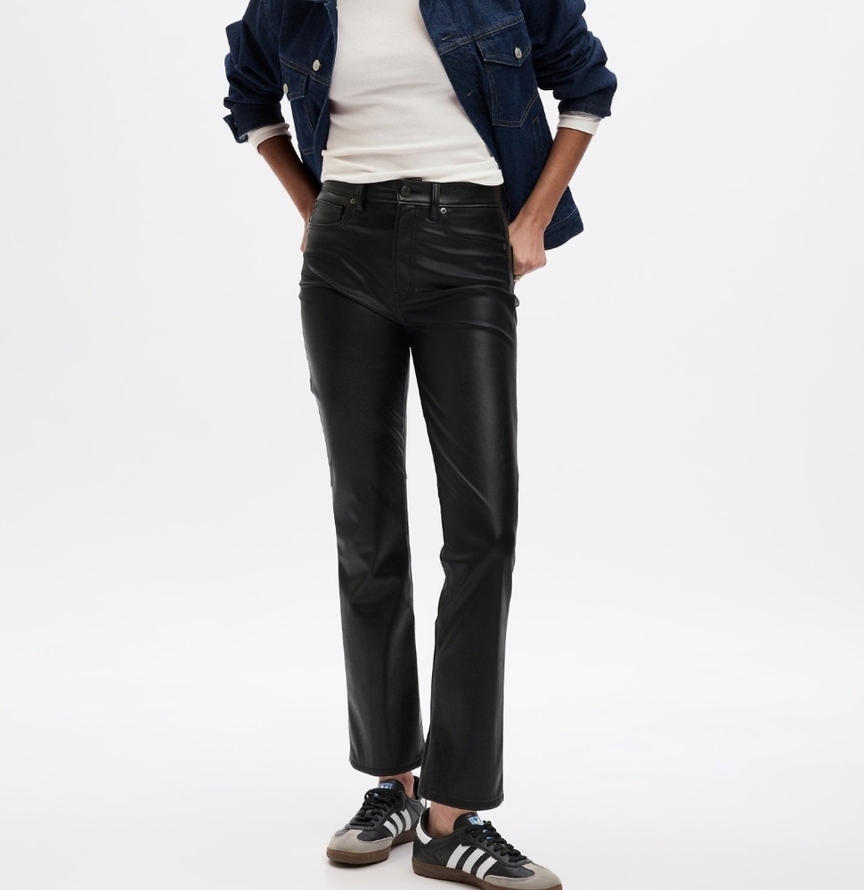 Gap High Rise Vegan Leather Vintage Slim Pants 12 Short